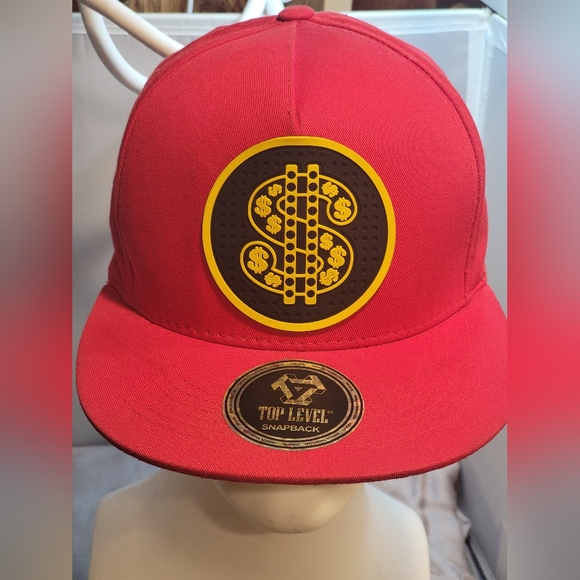 Top Level Snapback Money Hat Red/Black/Gold Dollar Sign Adjustable Like New - Picture 4 of 11